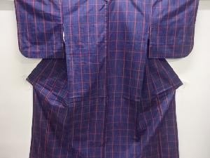 格子織出し手織り紬着物アンサンブル